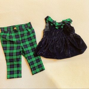 Janie and Jack plaid and velvet girls outfit